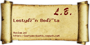 Lestyán Beáta névjegykártya