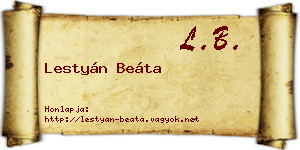 Lestyán Beáta névjegykártya